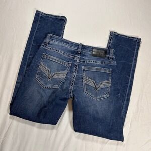 BKE Alec Straight Leg Jeans Mens 29x30 Blue Whiskered Stretch Denim Medium Wash